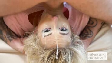 Petite blonde cutie dicked down hardcore after sloppy blowjob and rough deepthroat